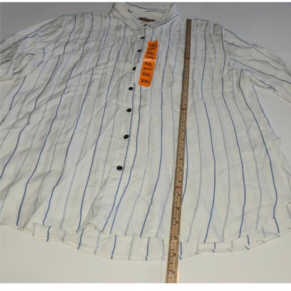 Jach's Girlfriend Womens XXL Button Up Shirt Striped White Blue Flowy Career NWT - Picture 5 of 10